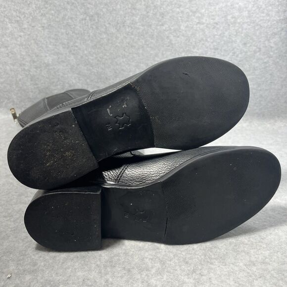 Tory‎ Burch Christy Boots Womens 7M Leather Knee High Black Tall Riding Zip Gold - Picture 12 of 16